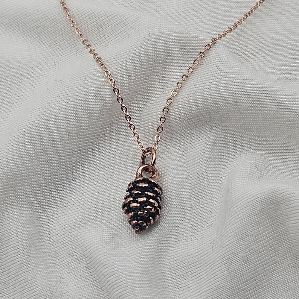 Rose Gold Pinecone Necklace - Picture 4 of 5